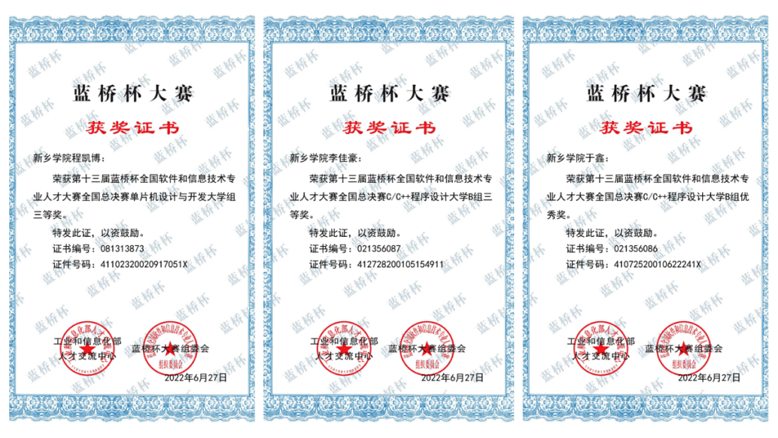 新乡学院学子在第十三届蓝桥杯全国总决赛中获得佳绩