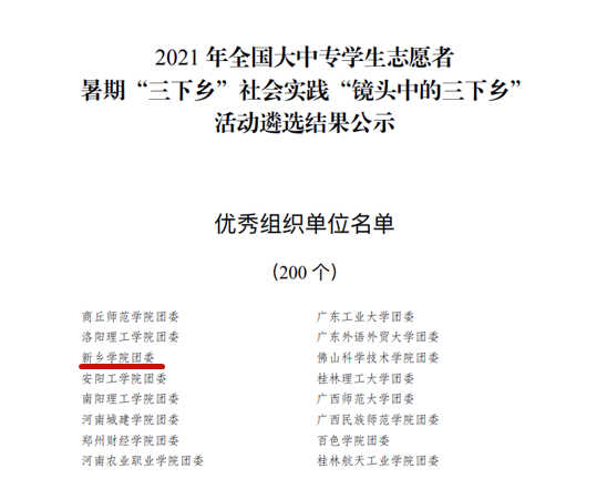 新乡学院2021年大学生社会实践工作荣获全国多项表彰